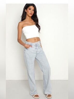 Pistola Bobbie High Waist Relaxed Cross Over Blue Washed Women's Jeans Size 27